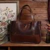 bentley tote with a floral frame and flowers