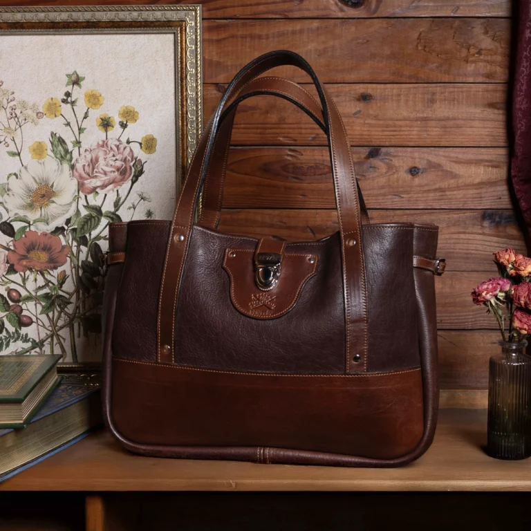 bentley tote with a floral frame and flowers