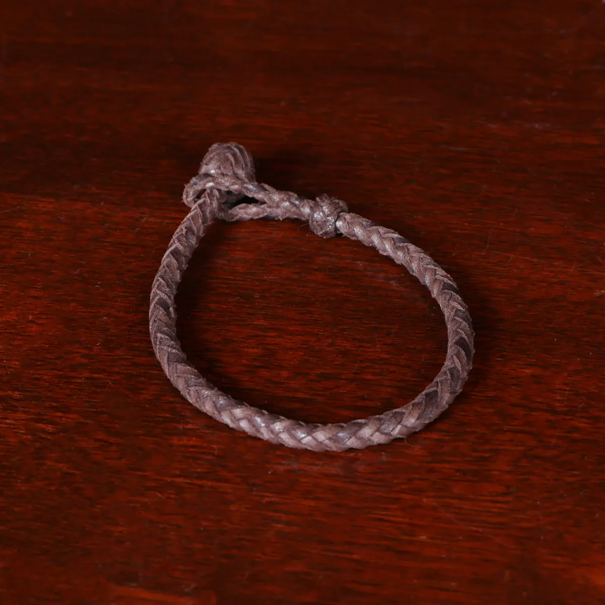 Steel Knot Leather Loop Bracelet Brown