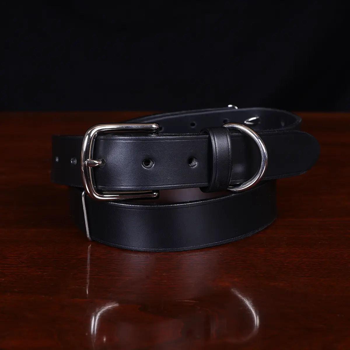 Colonel Littleton No. 1 Leather Belt - Italian Bridle Leather - Black Leather with Nickel, Large. Adjusts to Fit Sizes 34 - 42