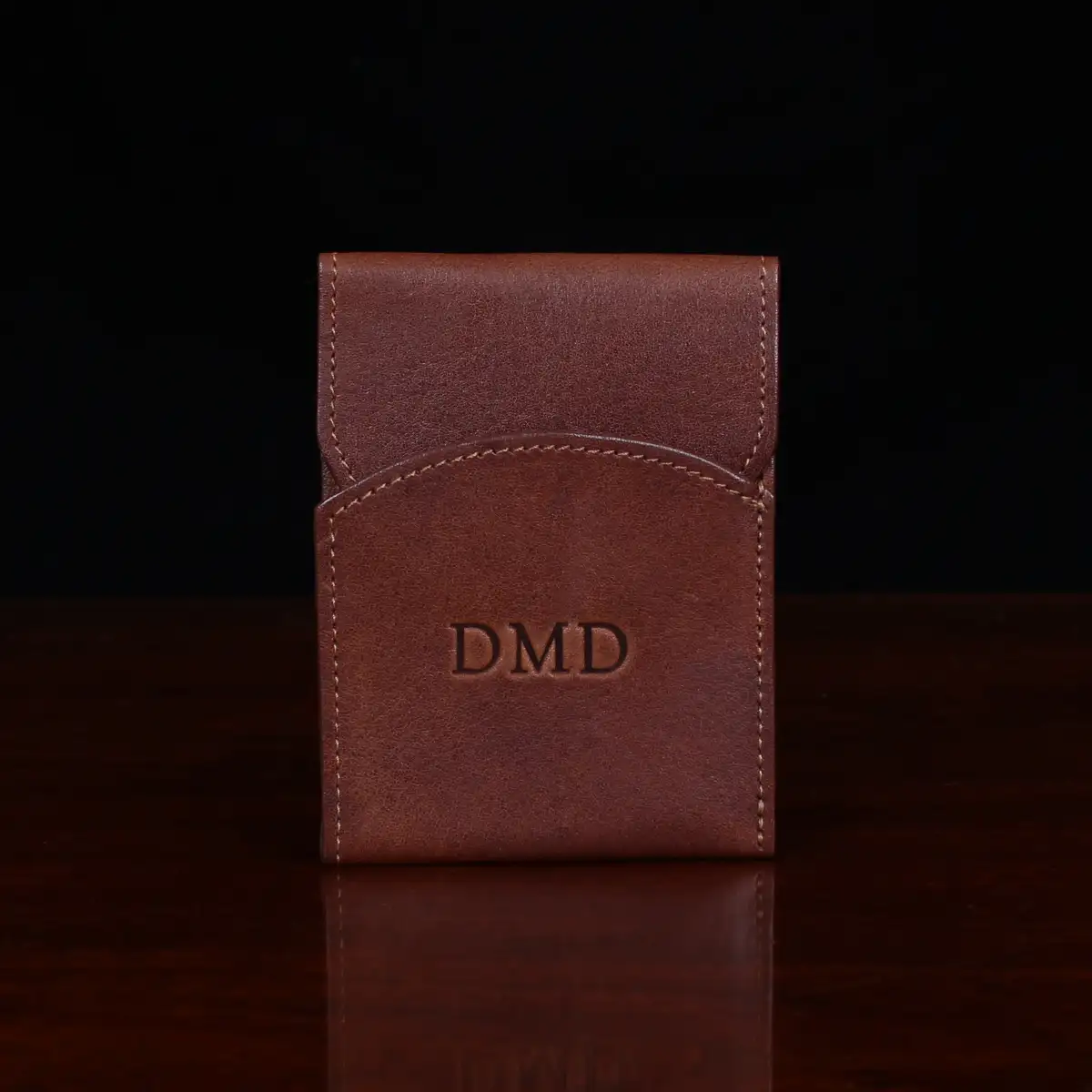 Light brown handmade leather card holder from genuine Italian leather