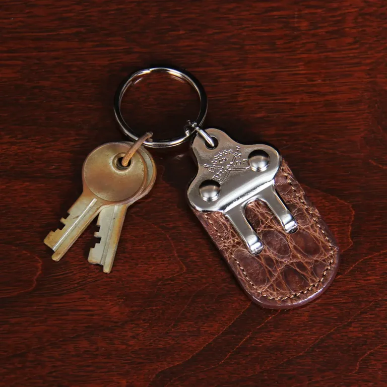 Personalized Brass Key Ring Natural Leather Holder Brown Chain
