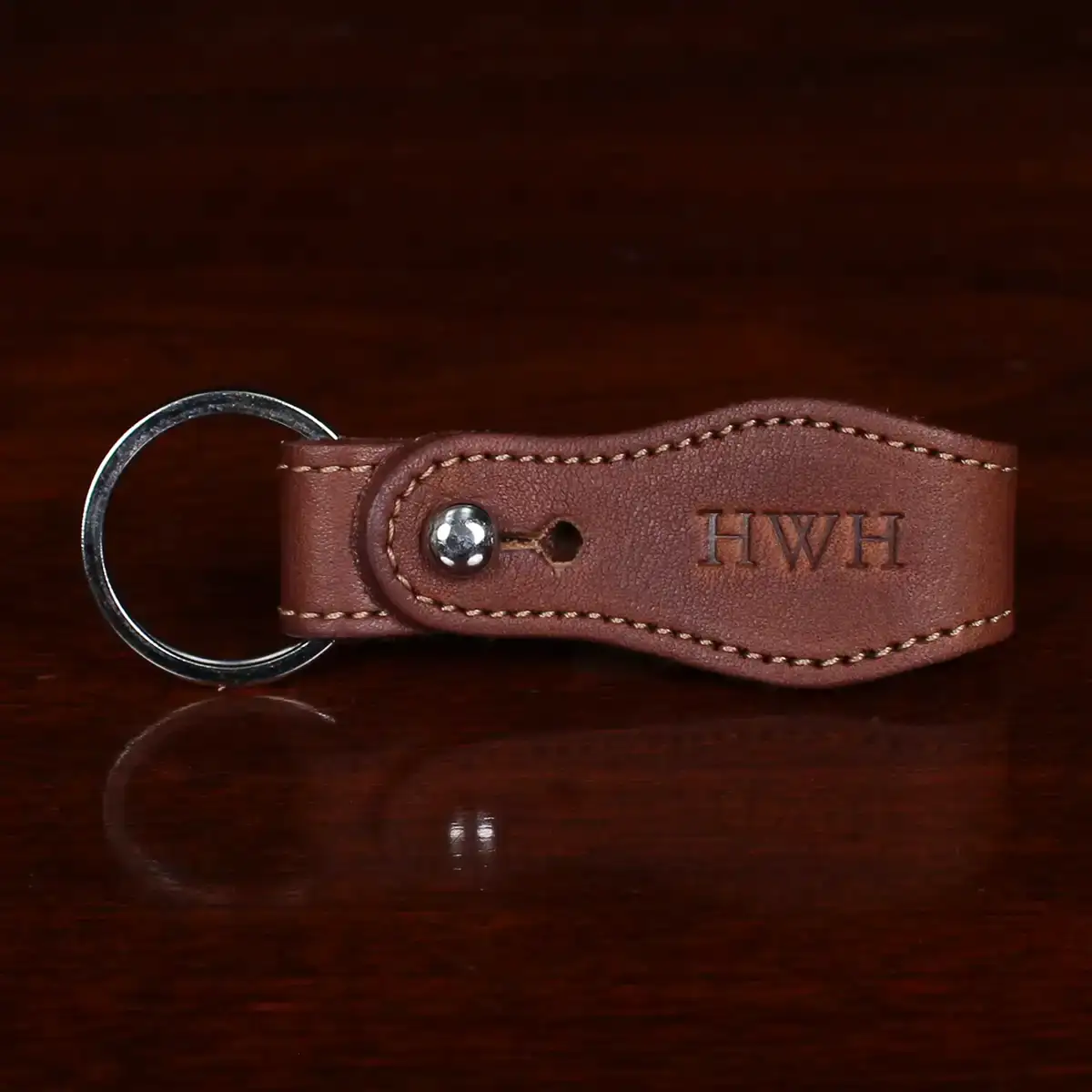 Personalized Leather Wallet Monogram Keychain Tan Leather 