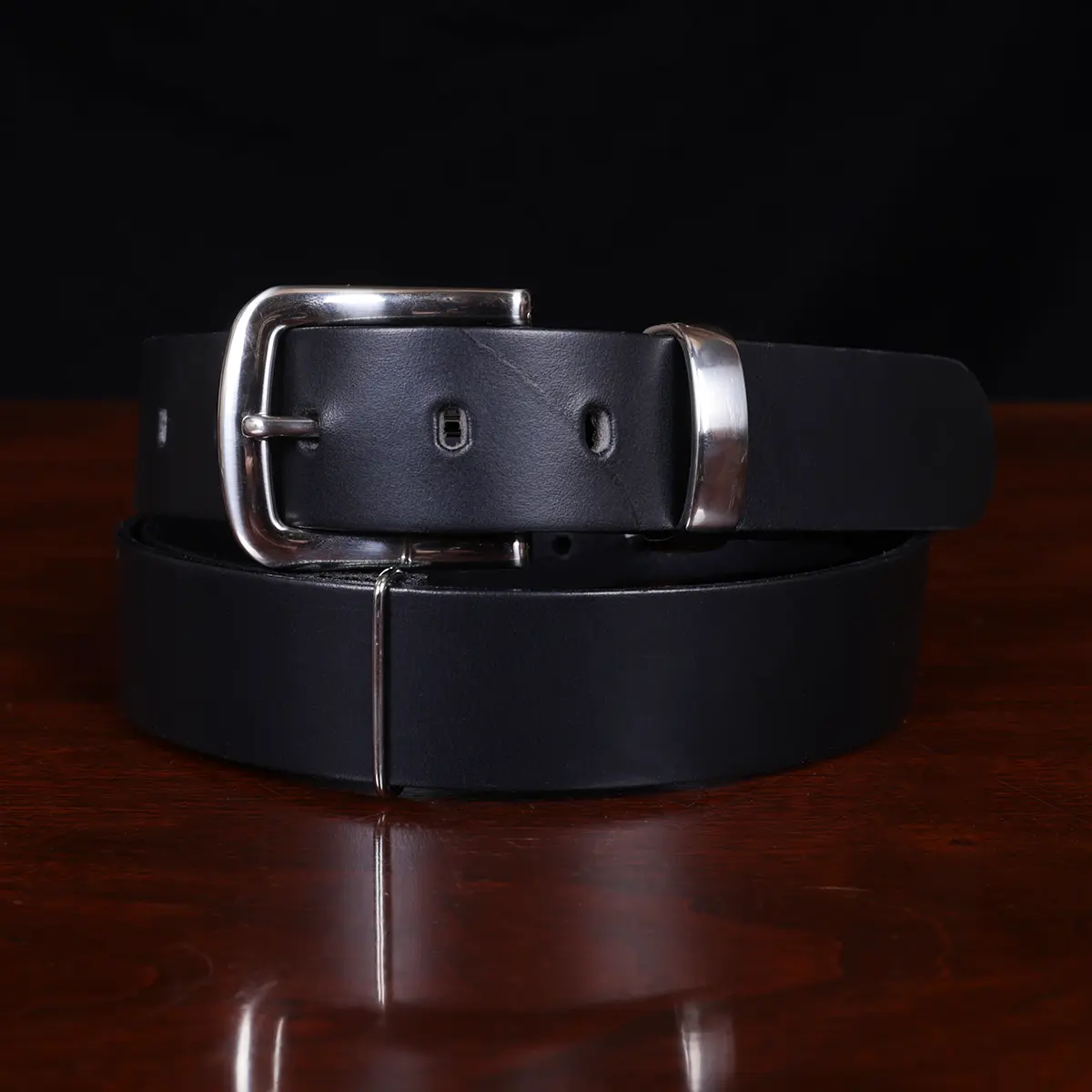 No. 4 Leather Belt - Italian Bridle Leather - Black Leather, X-Large - Sizes 42 to 50