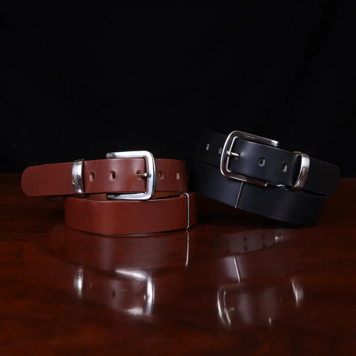 Black Duel Tone Leather Belt | Plus Size Belts | John Pride