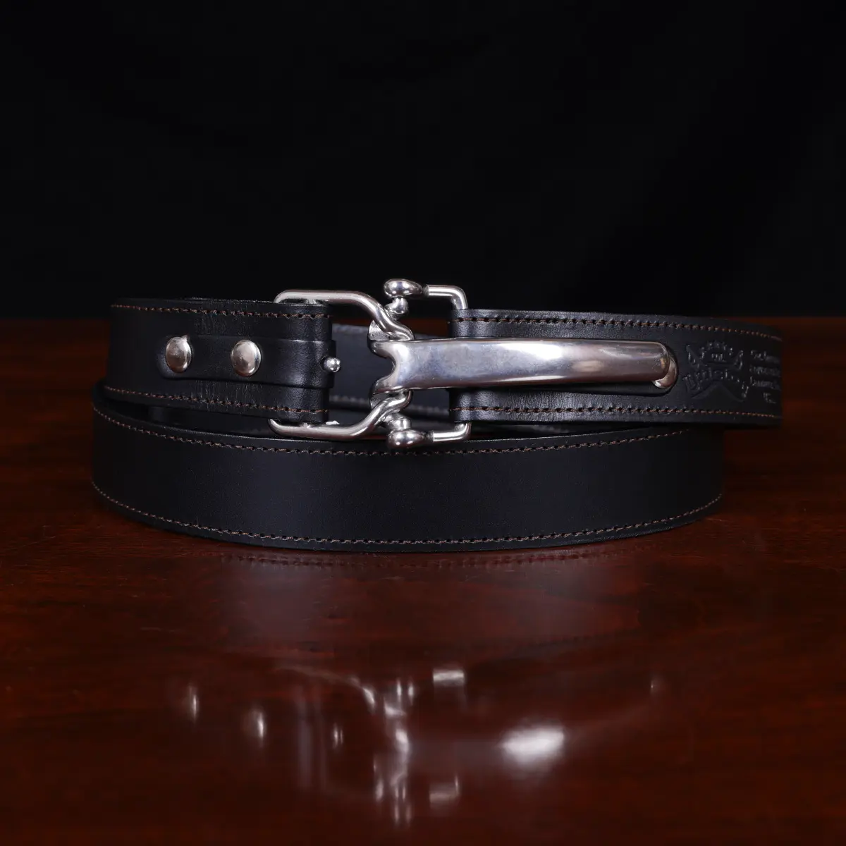 Leather Belt with Gold Buckle XL / Black