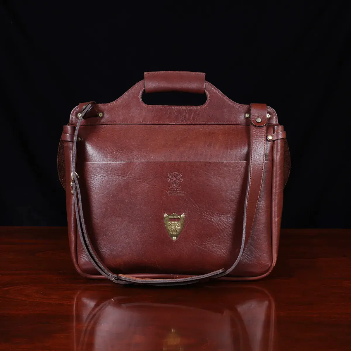 Vintage Mid Century Modern Saddle Leather Briefcase Case by Lion