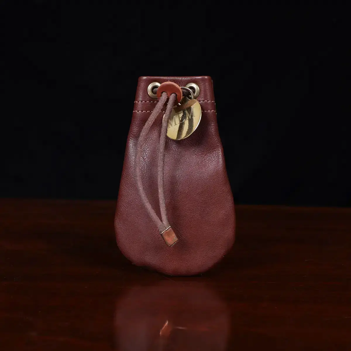 Brown Leather Pouches Coin Pouch Leather Drawstring Bag DND 