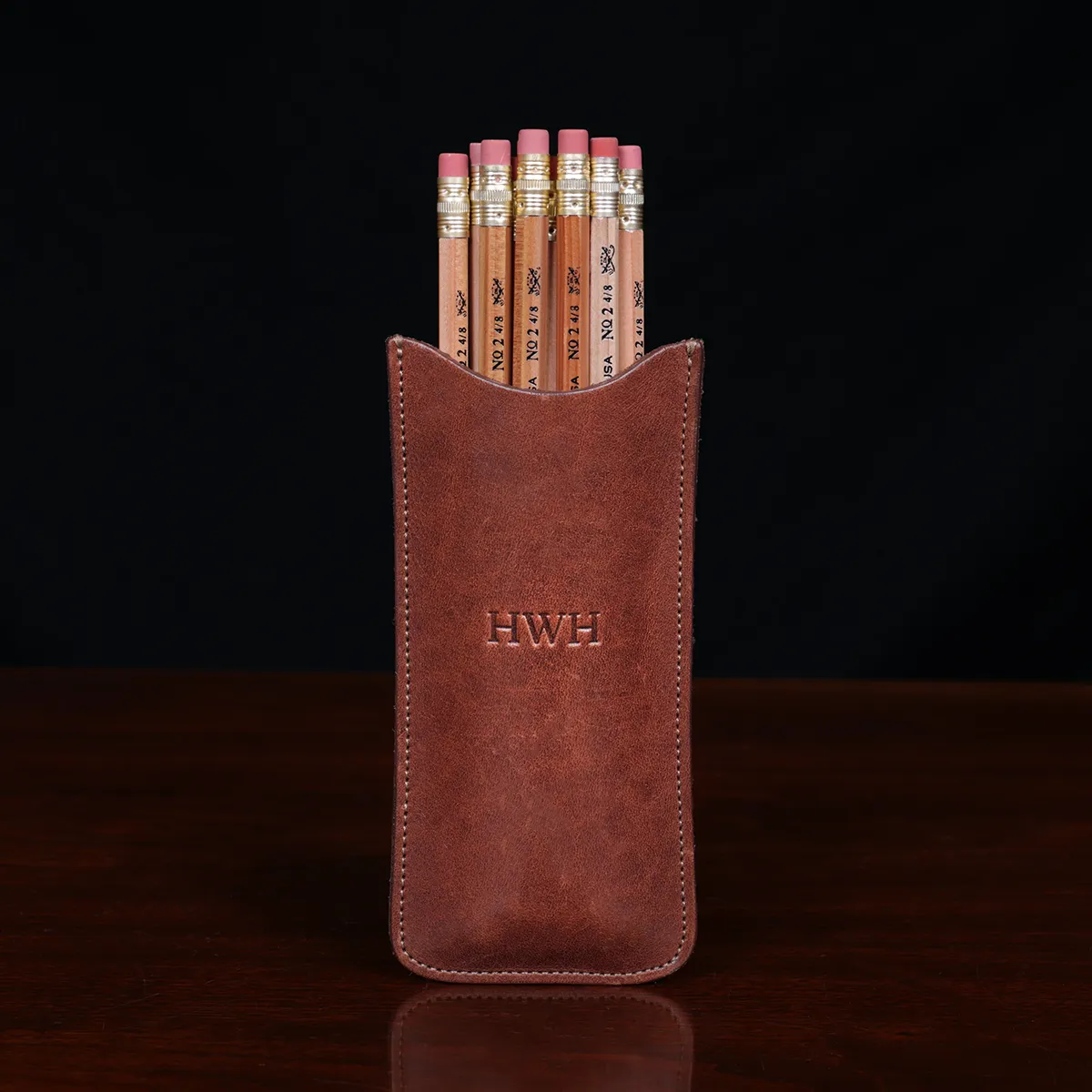 Custom Leather Pencil Case, Personalized Organizer, Genuine Pen