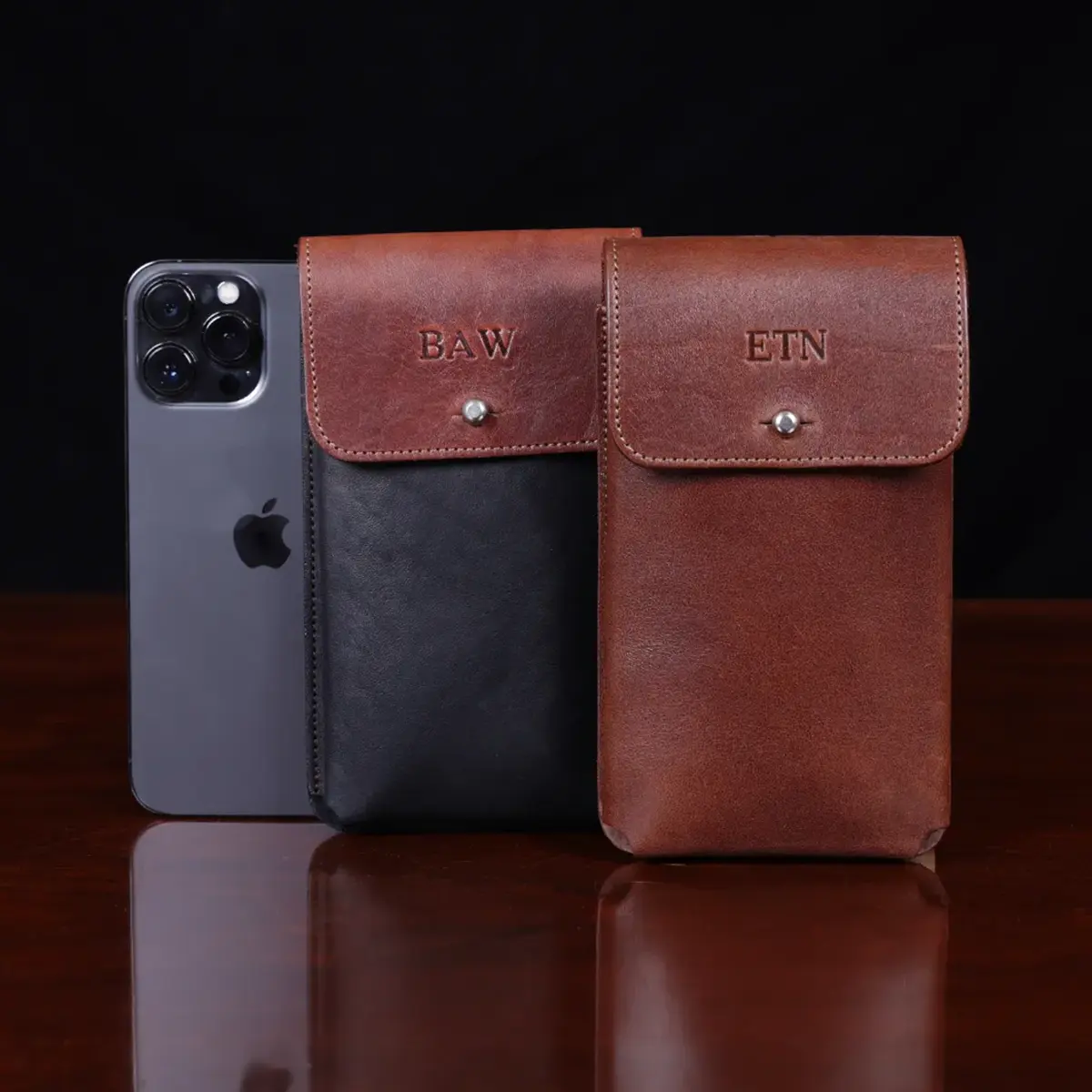 Col. Littleton Leather Apple iPhone 6s Plus/6 Plus Phone Case No. 60 Large - Black with Brown Trim