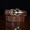 No. 5 Cinch Belt in brown American Alligator and brass buckle - id 002 - front coiled view