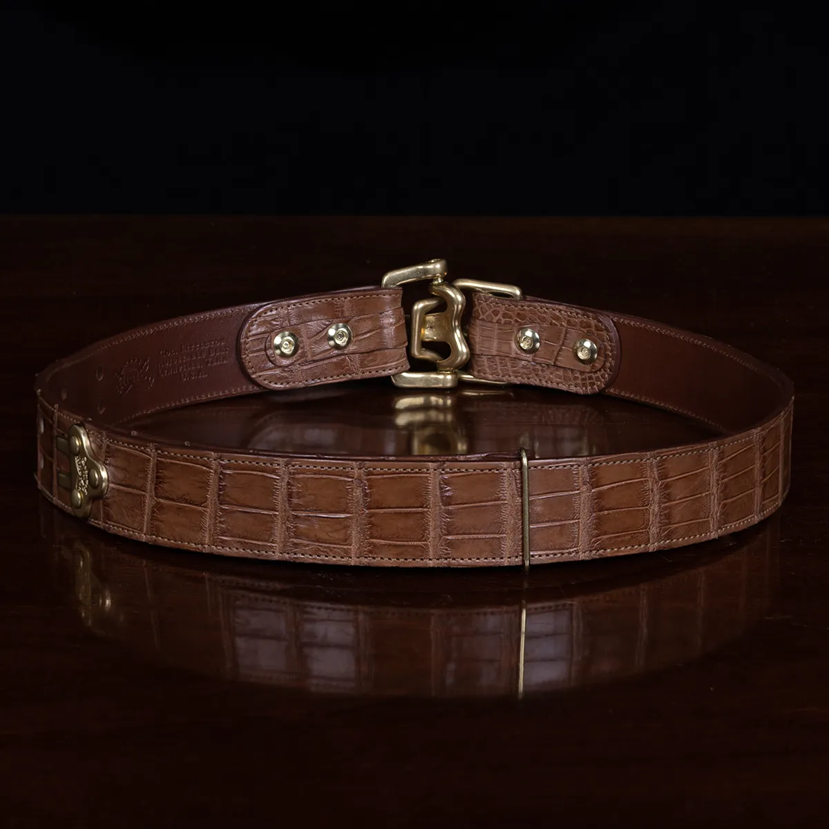 Personalized Brown Crocodile Leather Belt Buckle
