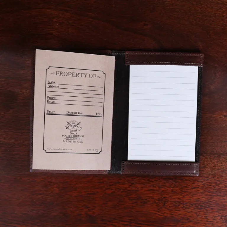 inside of the no. 23 pocket journal showing the slot for the journal and note cards