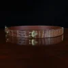 No. 5 Cinch Belt in Vintage Brown American Alligator with Brass hardware - X-Large - ID 001 - sideview on a black background