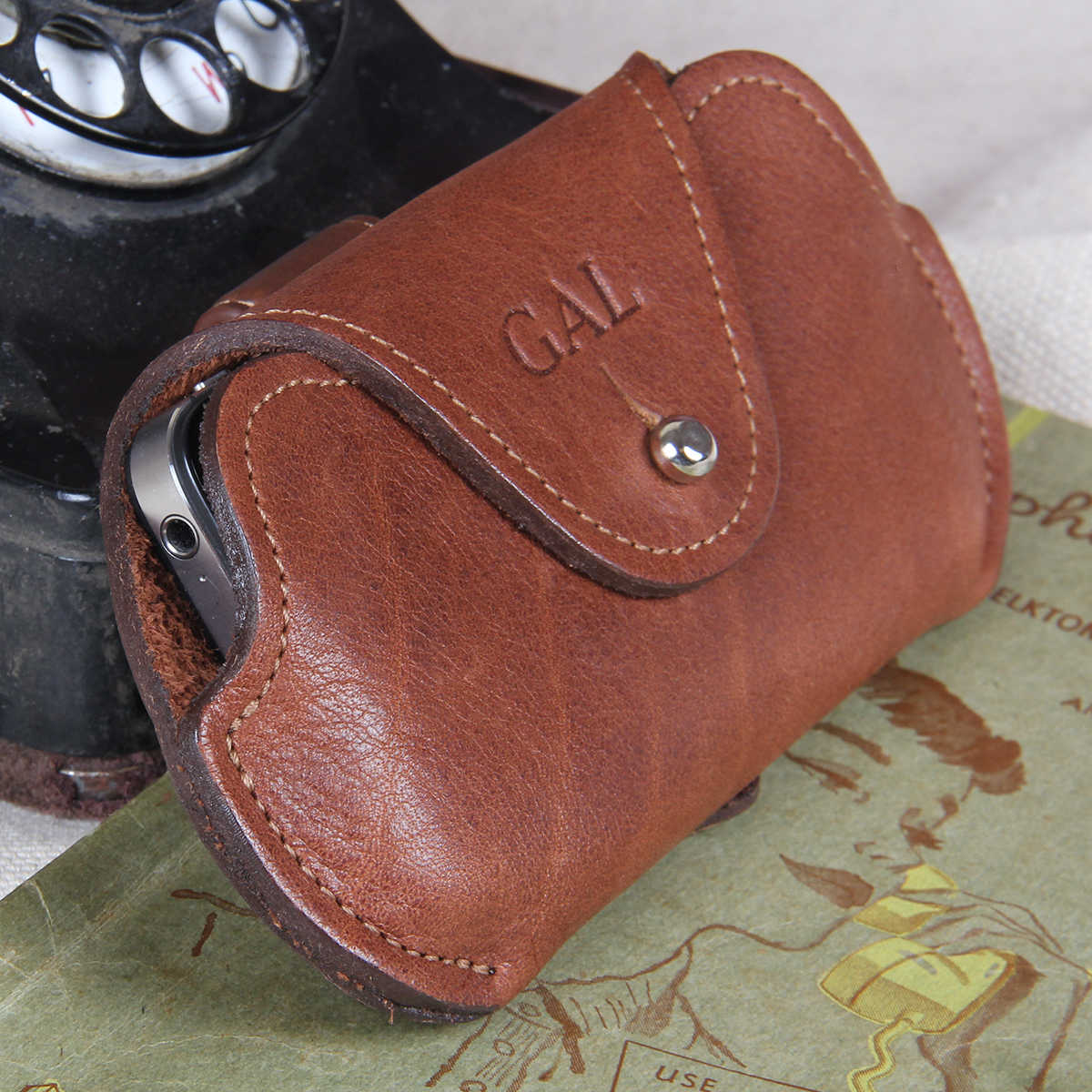 Leather Phone Case Holster Aviator w Clip - Small | Best & USA Made