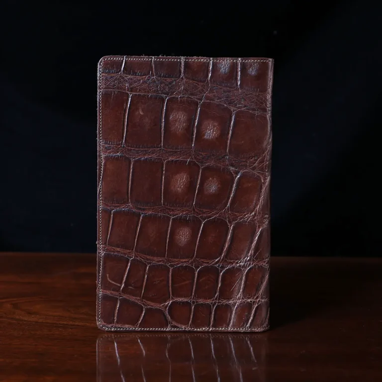 No. 28 Pocket Journal in Vintage Brown American Alligator - ID 001 - back view