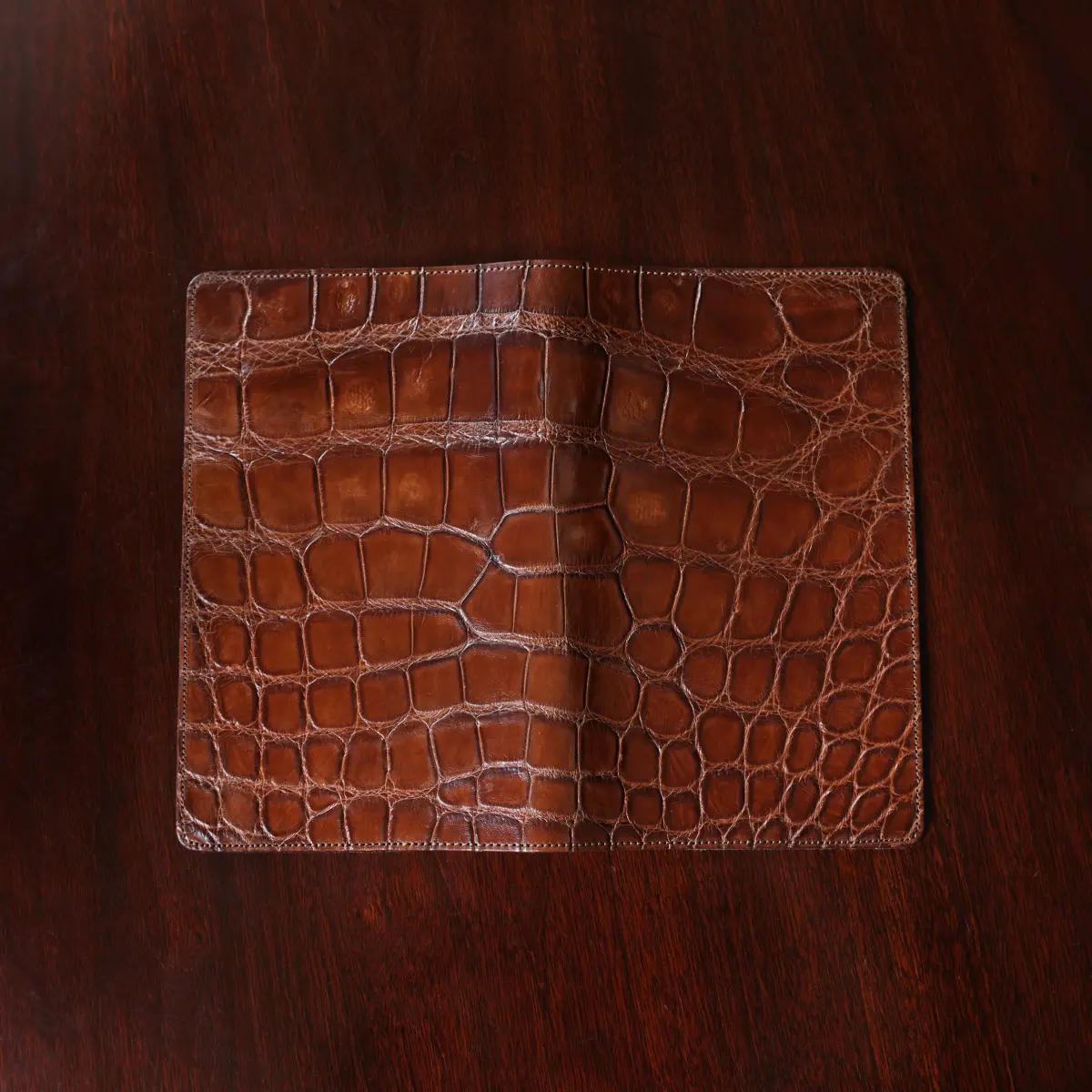 Pink Backbone Crocodile Leather Long Wallet