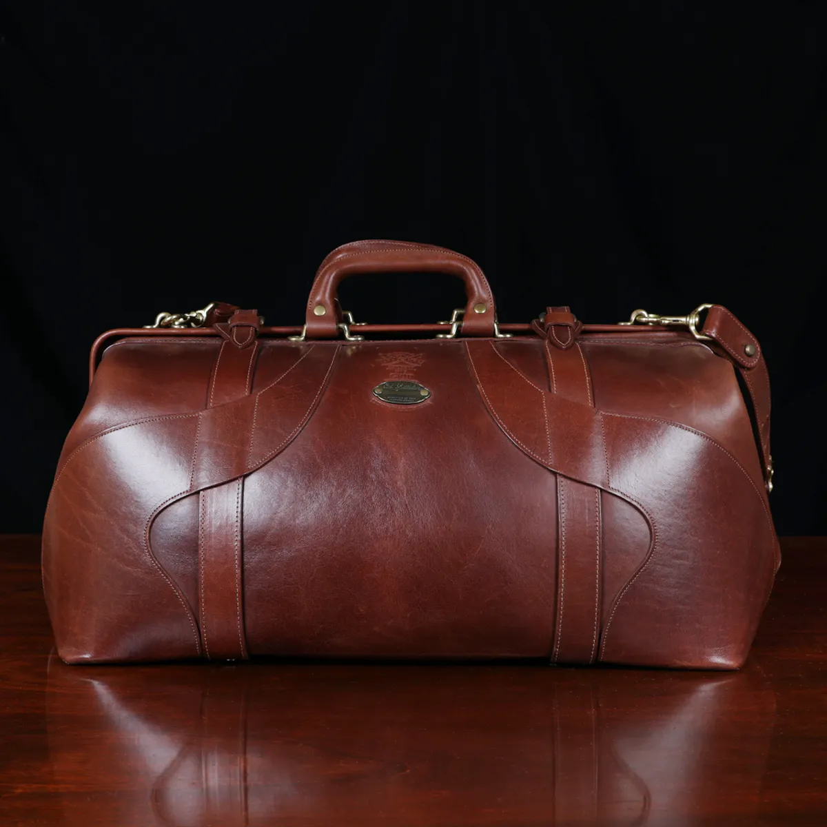 Vintage Leather Gladstone Satchel Bag Straps Luggage Suitcase