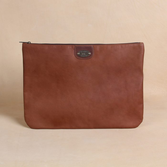 Large Full-Grain Leather Zipper Pouch 