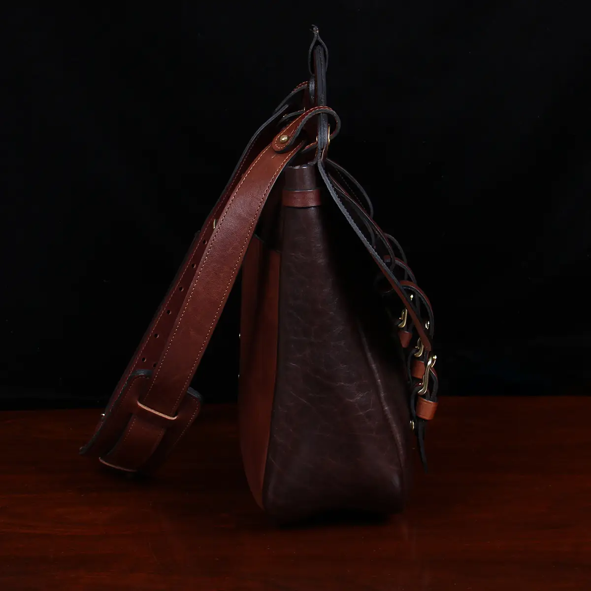 Col. Littleton Brown Leather Book Bag Laptop Briefcase Messenger Bag Adjust Strap No. 83 USA