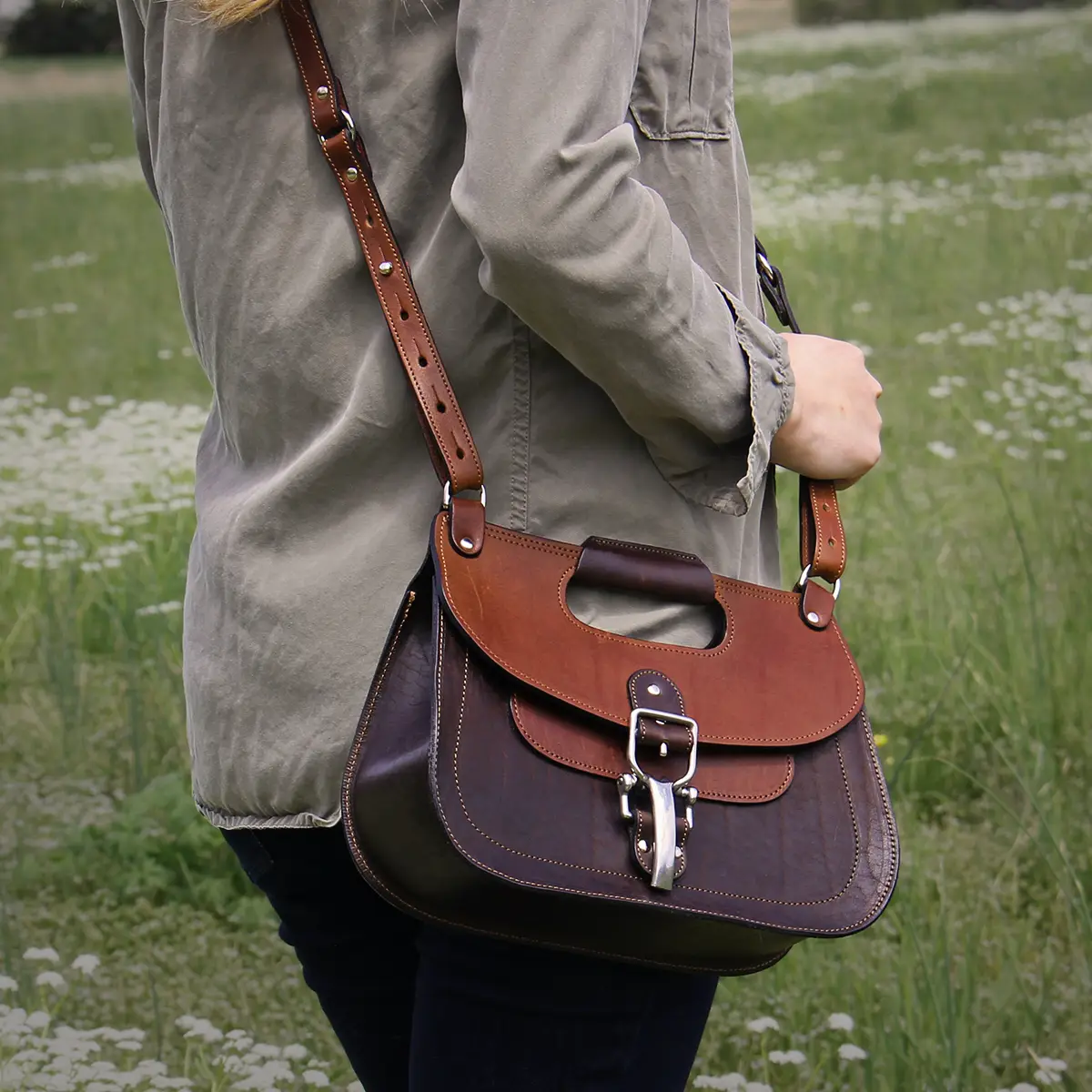 WOONAM Women Fashion Handbag Leather Satchel Messenger Small Flap