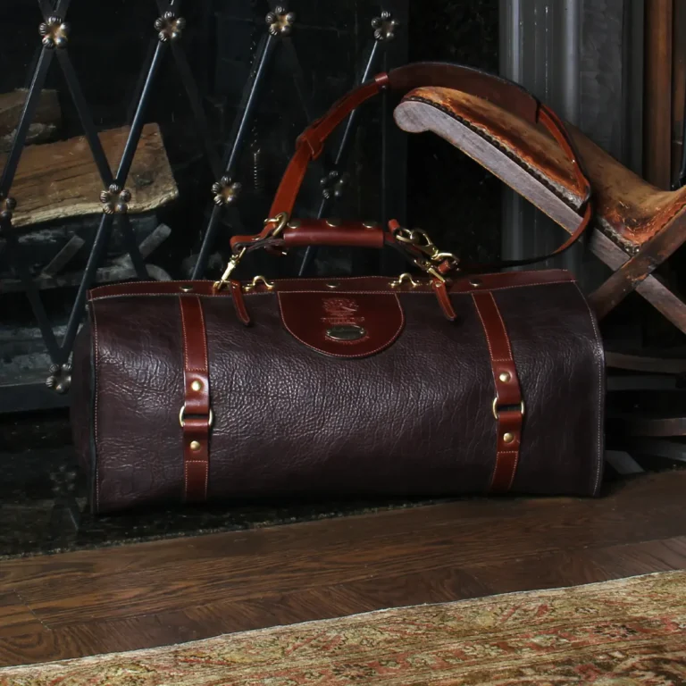 Personalised Brown Buffalo Leather Overnight Bag