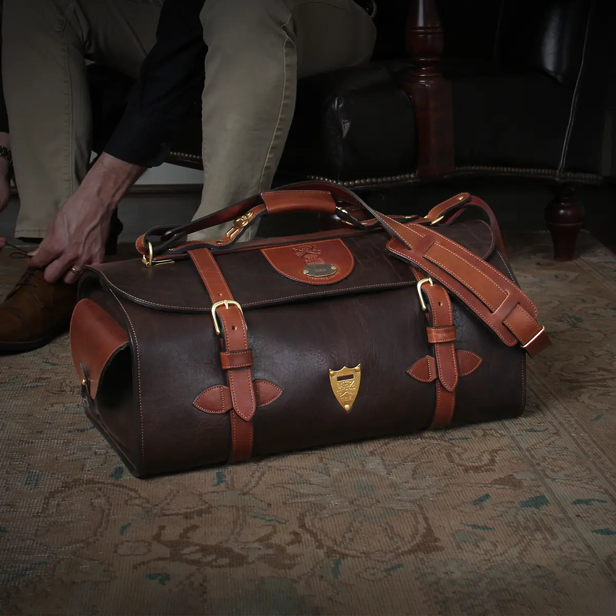 Buffalo Leather Duffle, No. 5 Grip Travel Bag - USA Made | Col. Littleton