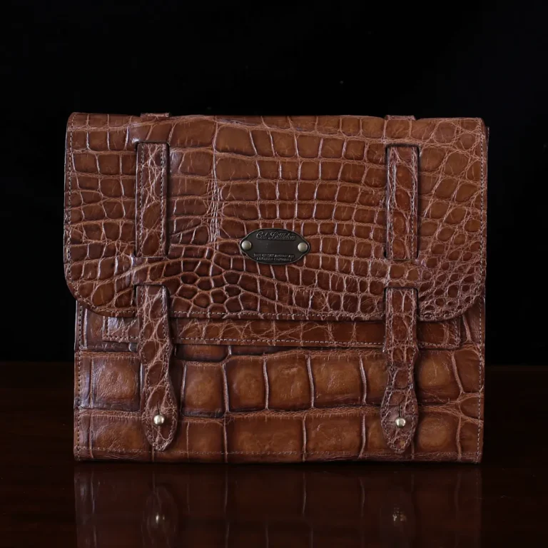 No. 33 Notebook in Vintage Brown American Alligator - ID 001 - front view