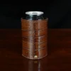 Colonel Can Caddy in brown American Alligator - Single - ID 003 - front view with can with a black background