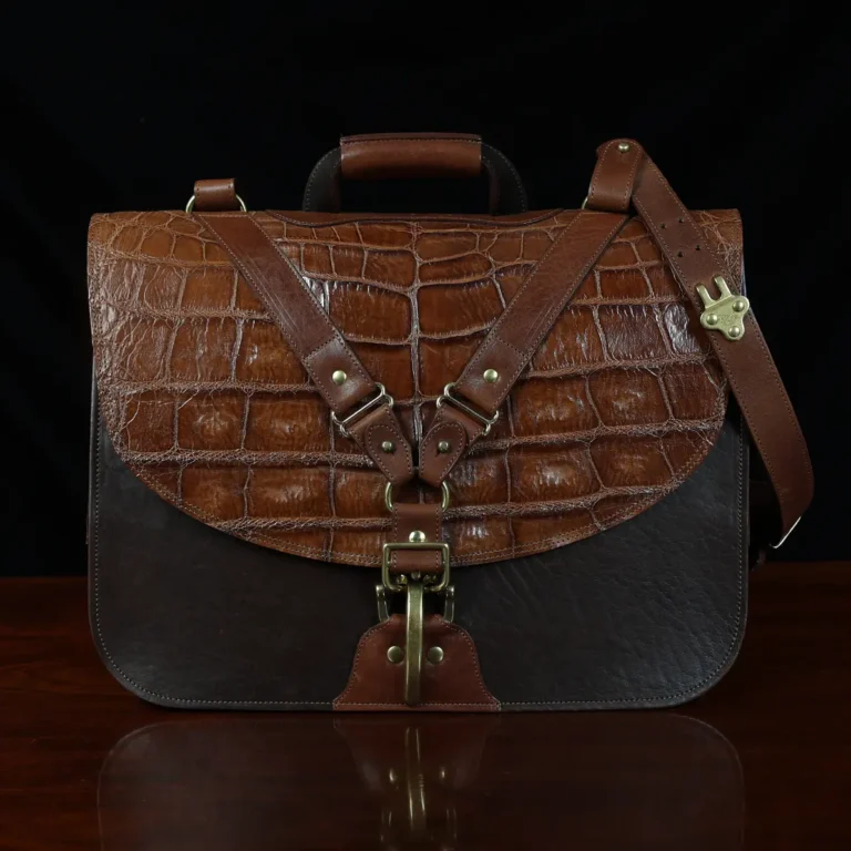 Buffalo with Vintage Brown American Steerhide trim and American Alligator flap - serial number 008 - front view