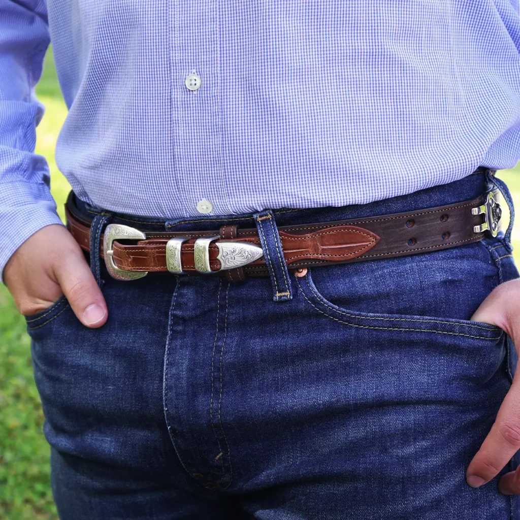 Bison Alligator Leather Ranger Belt No. 2 USA Made Col. Littleton