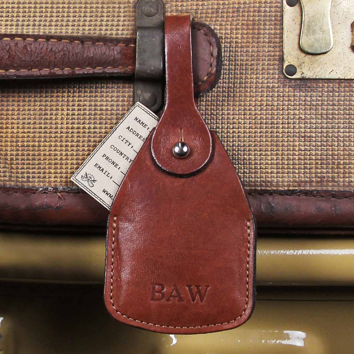 Brown Mini Leather Tag  Leather luggage tags handmade by KMM & Co.
