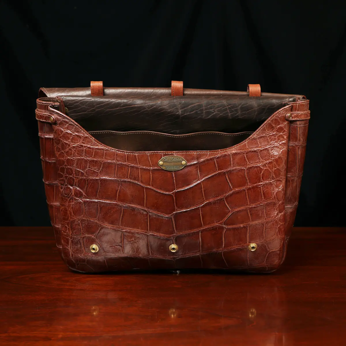 Crocodile alligator leather Men brown Business briefcase shoulder Laptop Bag
