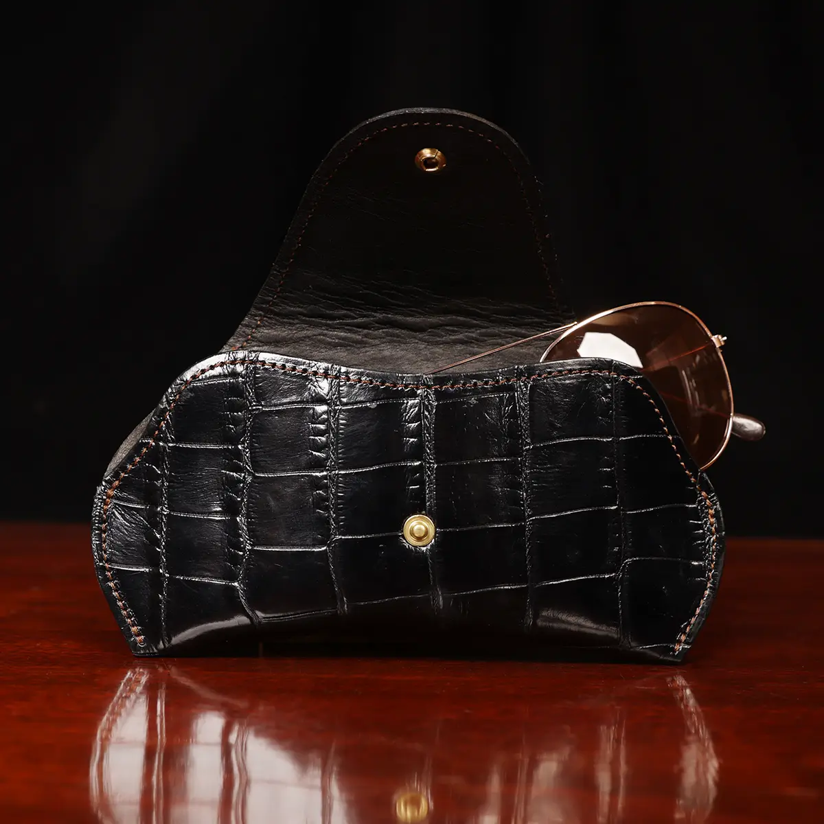 Speak Up Black Crocodile-Embossed Leather Tote Bag