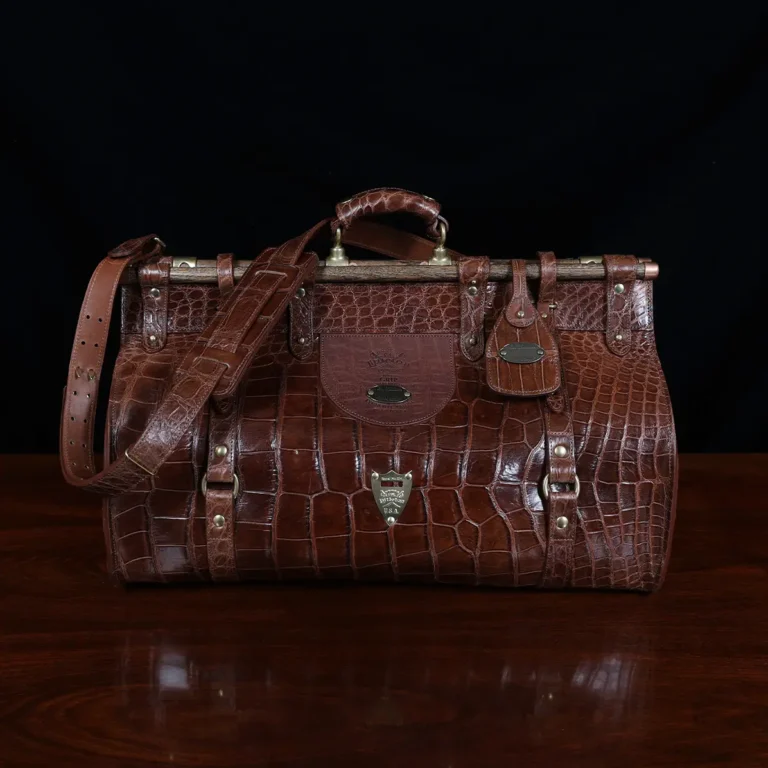 No. 3 Grip Travel Bag in Vintage American Alligator - Serial Number 014 - front view