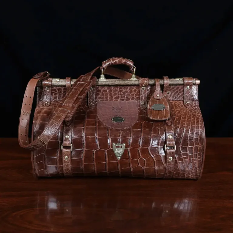 No. 3 Grip Travel Bag in Vintage American Alligator - Serial Number 014 - front view