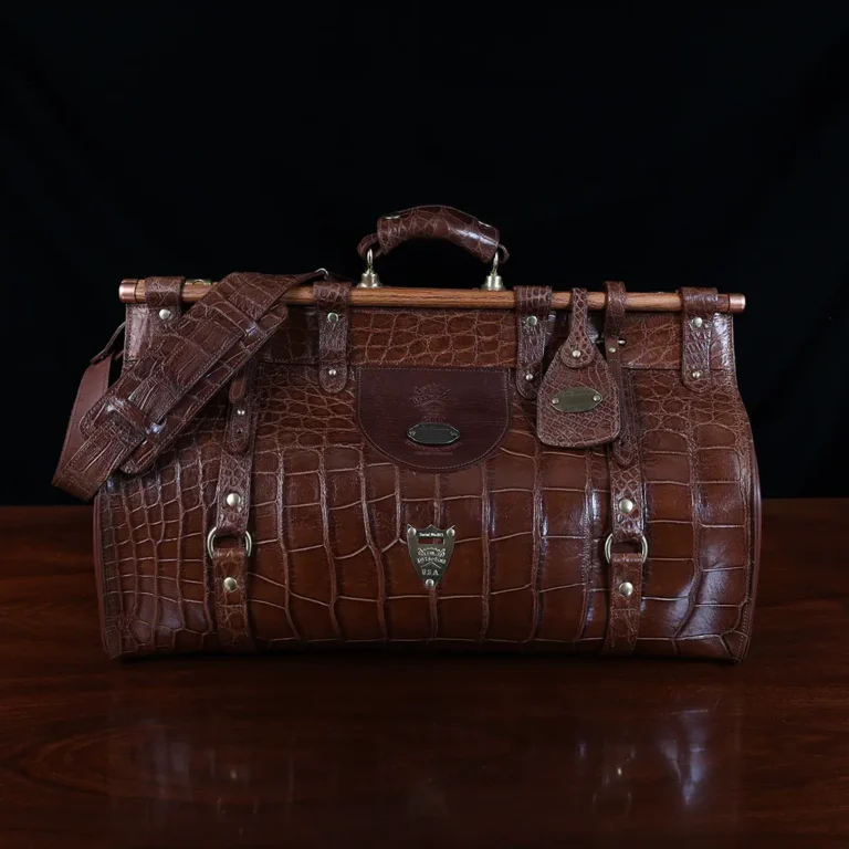 No. 3 Grip Travel Bag in Vintage American Alligator - Serial Number 015 - front view