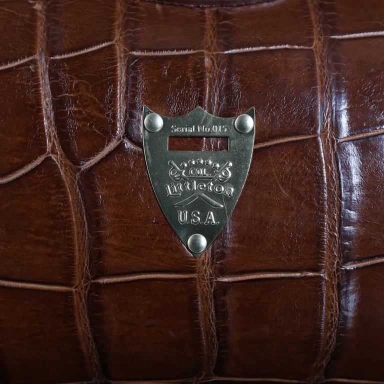 No. 3 Grip Travel Bag in Vintage American Alligator - Serial Number 015 - pommel view