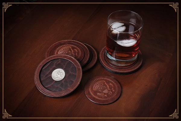 Leather Coasters, Glasses & Drink Accessories | USA | Personalized