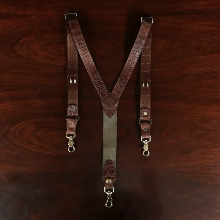 alligator suspenders showing the back view