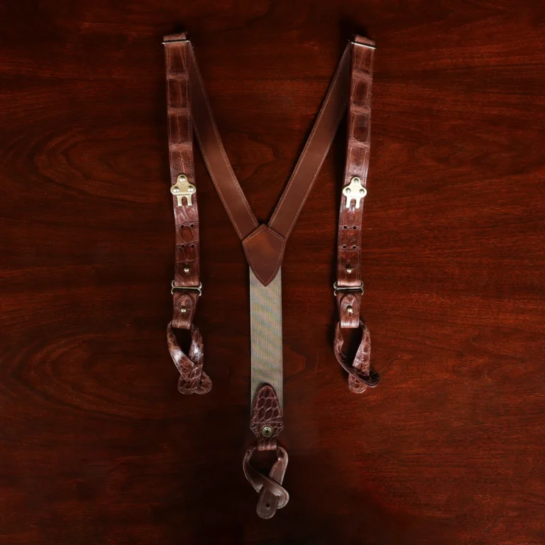 alligator suspenders showing the front view