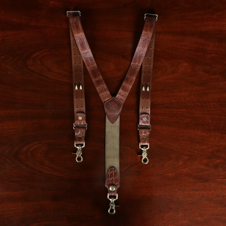 alligator suspenders showing the front view