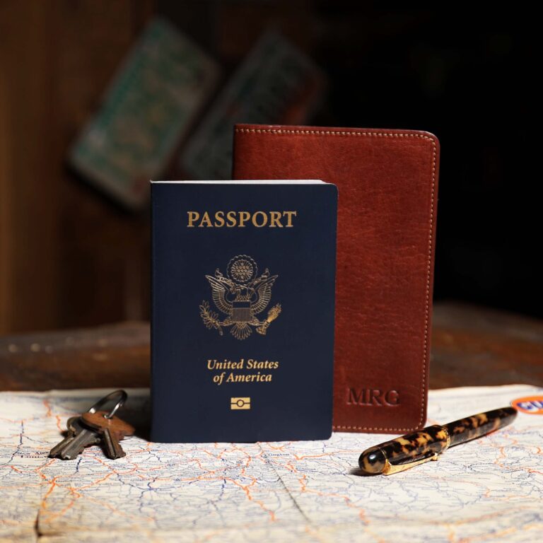 No. 27 Passport Journal sitting on a map with a U.S. Passport, pen and keys