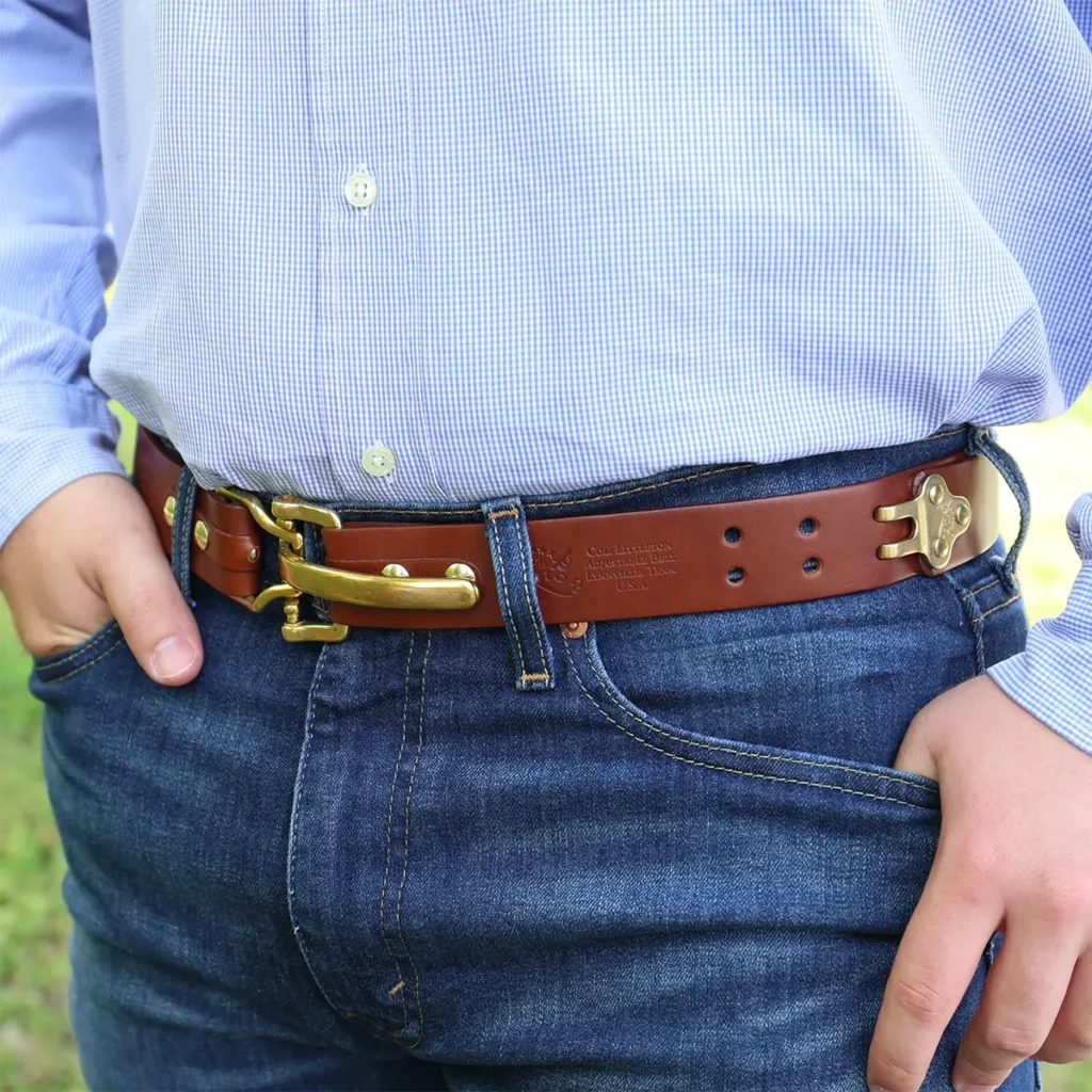 Handmade Leather Cinch Belt No. 5 - Adjustable, USA Made | Col. Littleton