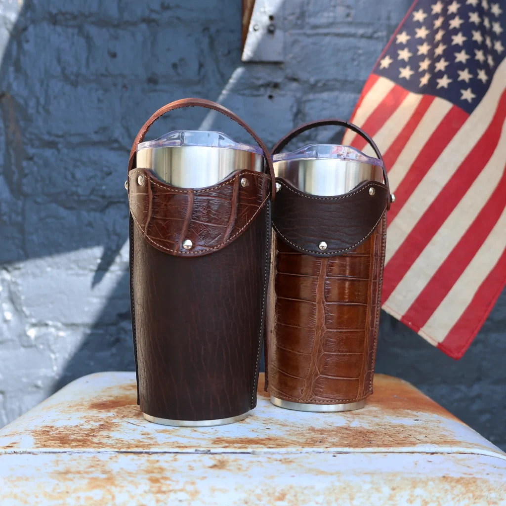 Two No. 20 Tumbler Sets featuring American Alligator and American Buffalo with American flag in the background