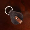 no10 tobacco buffalo key ring with alligator strap - closed back view