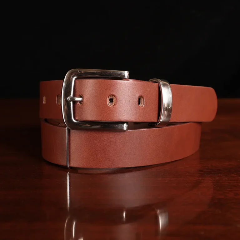 No. 4 Belt in Vintage Brown with a secret money sleeve - front coiled view