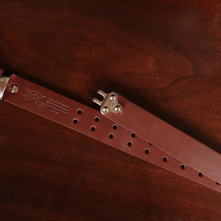 No. 4 Belt in Vintage Brown with a secret money sleeve - hook view