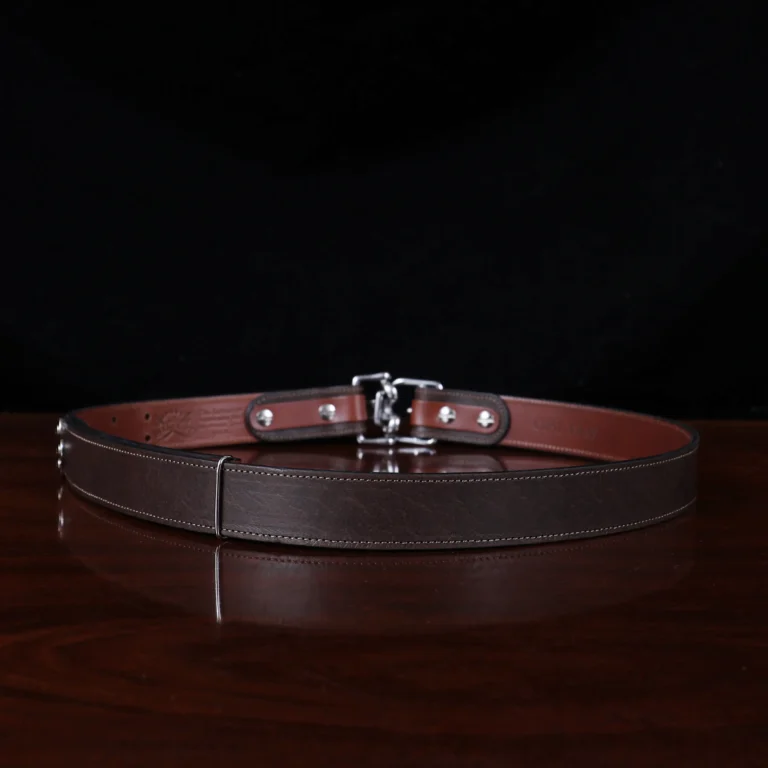 No. 5 Cinch Belt in Brown Leather with Stainless - back view