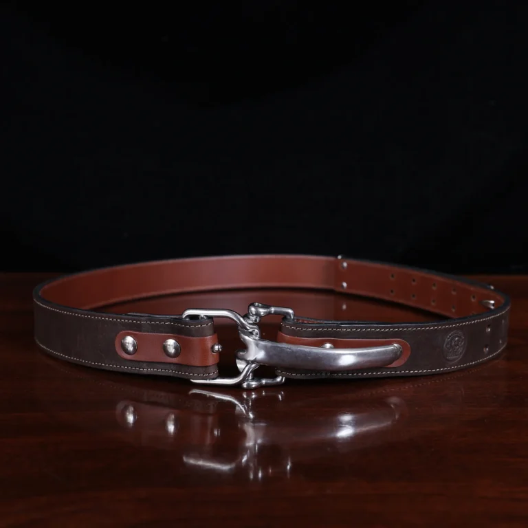 No. 5 Cinch Belt in Brown Leather with Stainless - front view